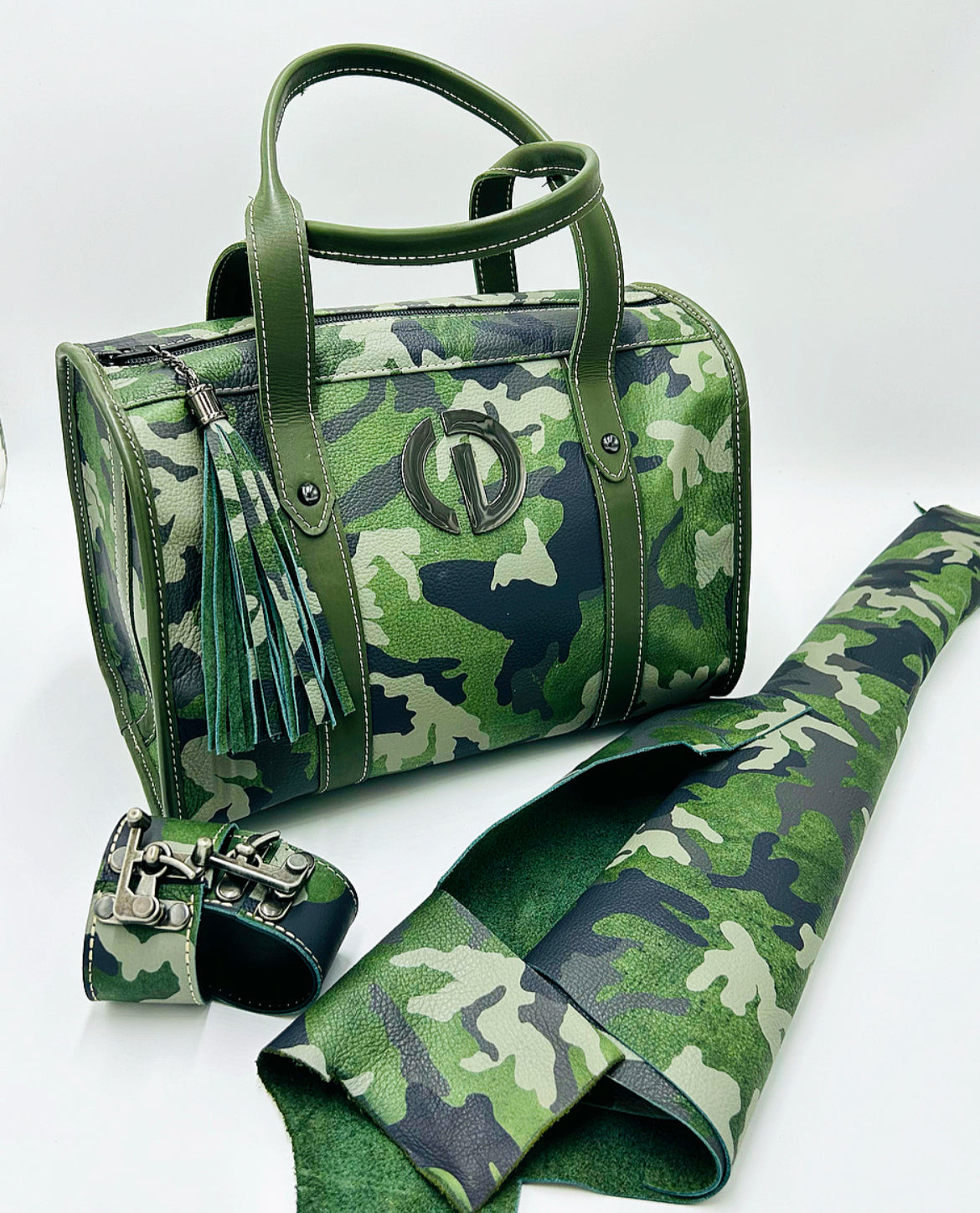 Moss Green Camo Boston Bag