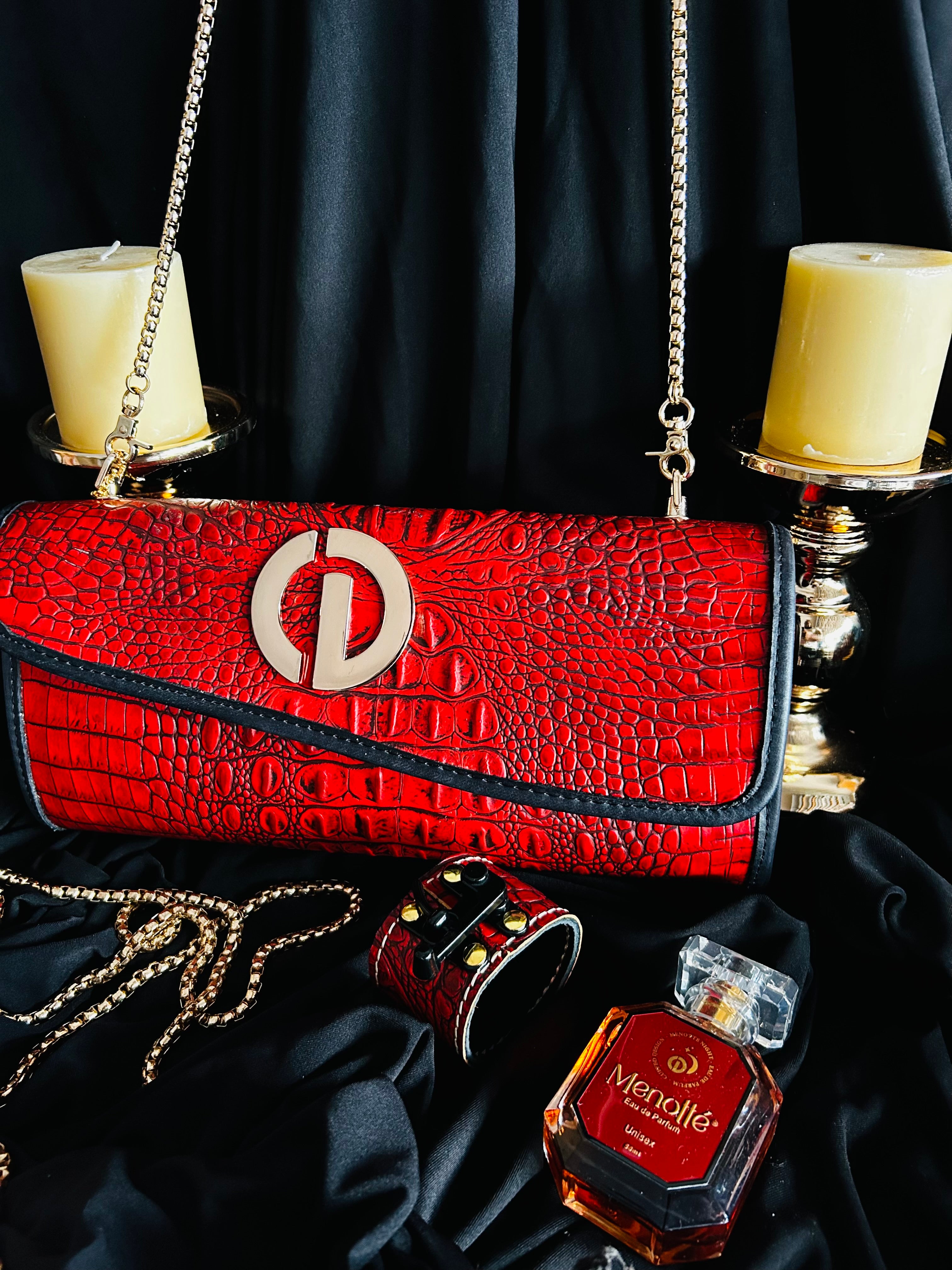 Crimson Crocodile Clutch