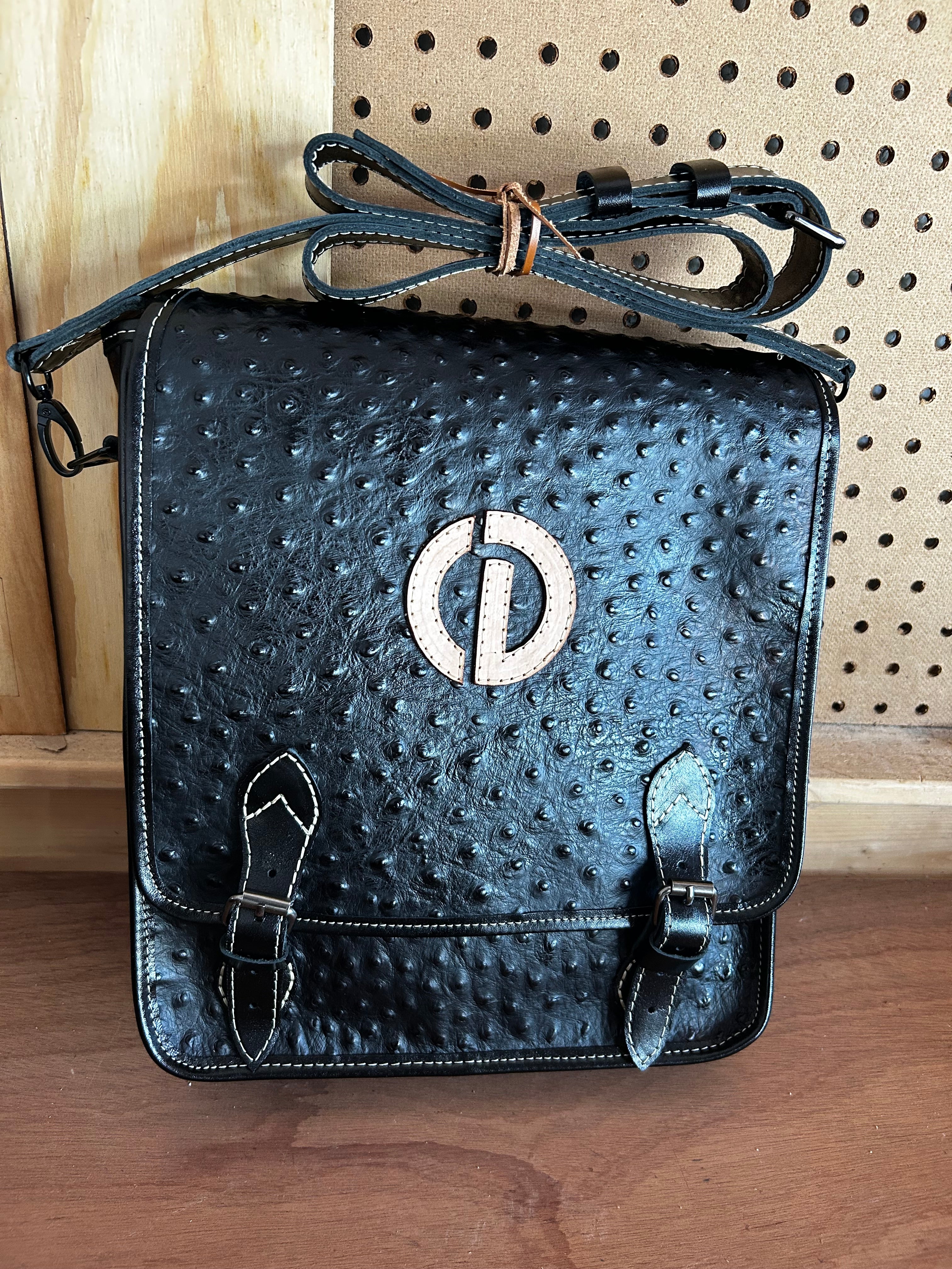 Custom Ostrich Messenger Bag