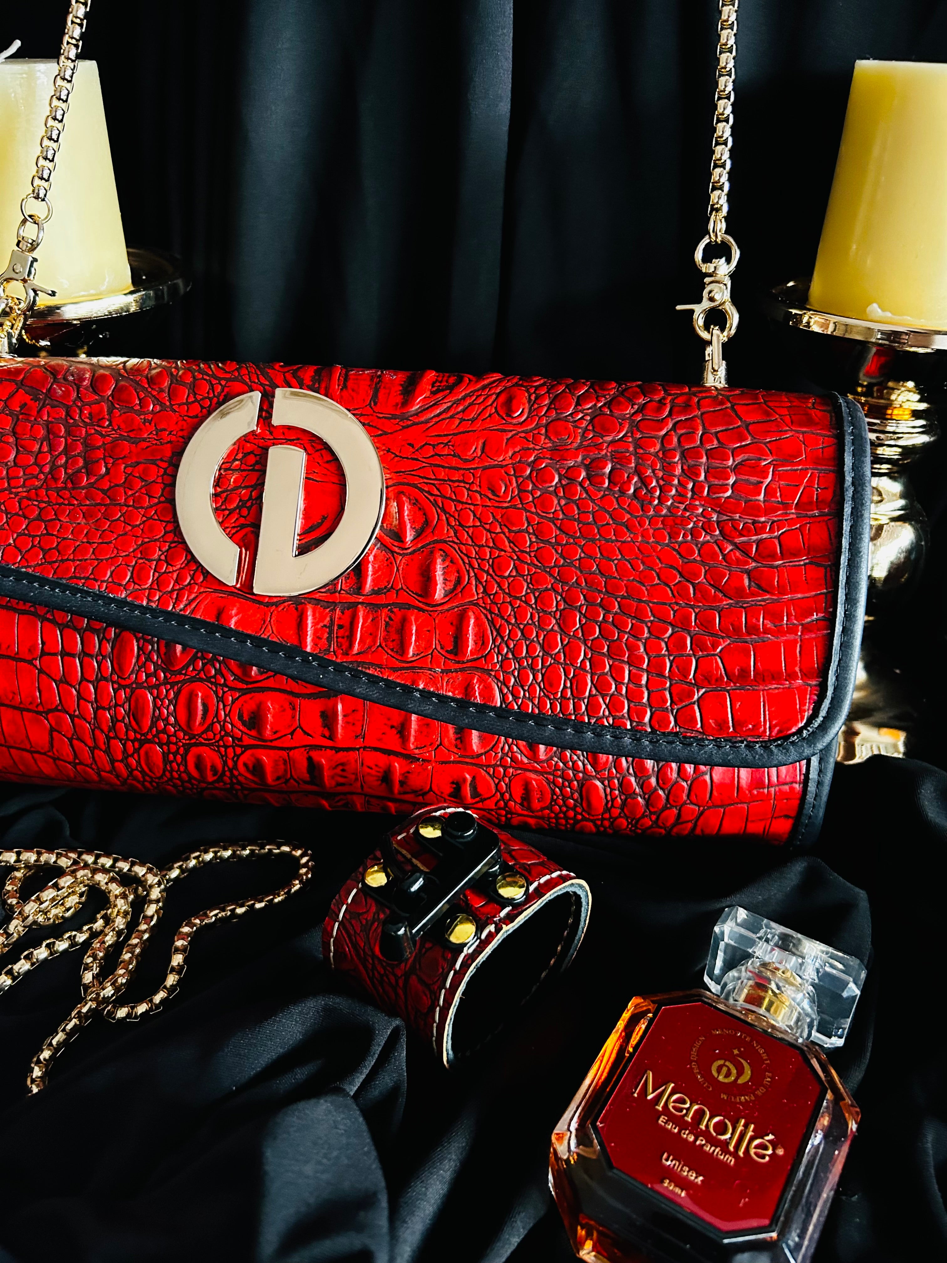 Crimson Crocodile Clutch