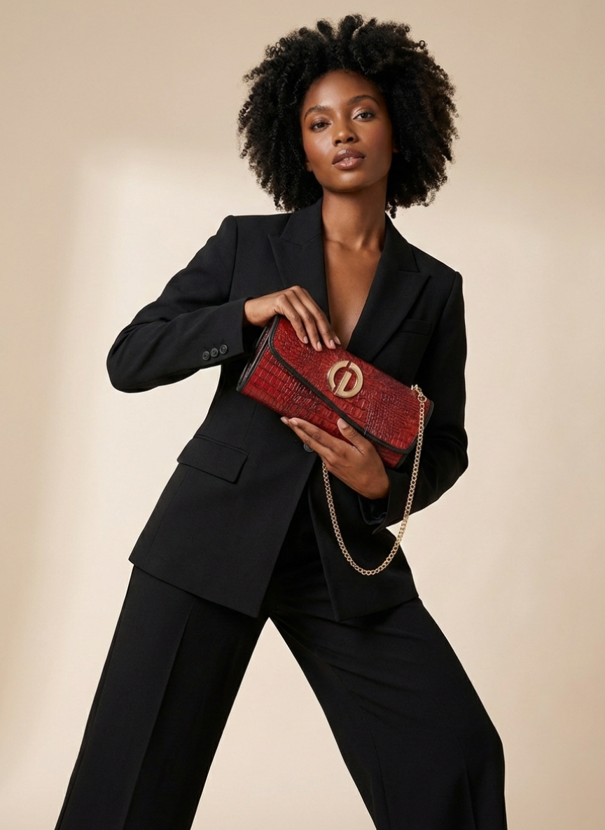 Crimson Crocodile Clutch